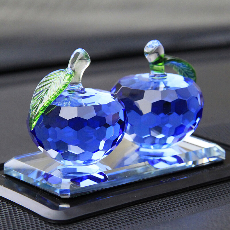 汽車(chē)擺件車(chē)內(nèi)創(chuàng)意可愛(ài)水晶蘋(píng)果保平安裝飾品車(chē)載車(chē)上用品車(chē)飾轎車(chē) 升級(jí)可加香水蘋(píng)果藍(lán)